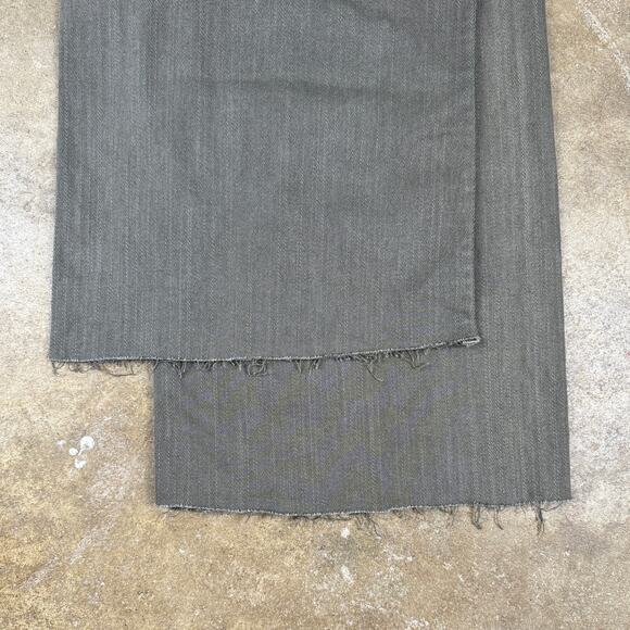 Women’s Wide Leg High Rise Pants Size Large Cropped Green Raw Hem - Picture 6 of 13